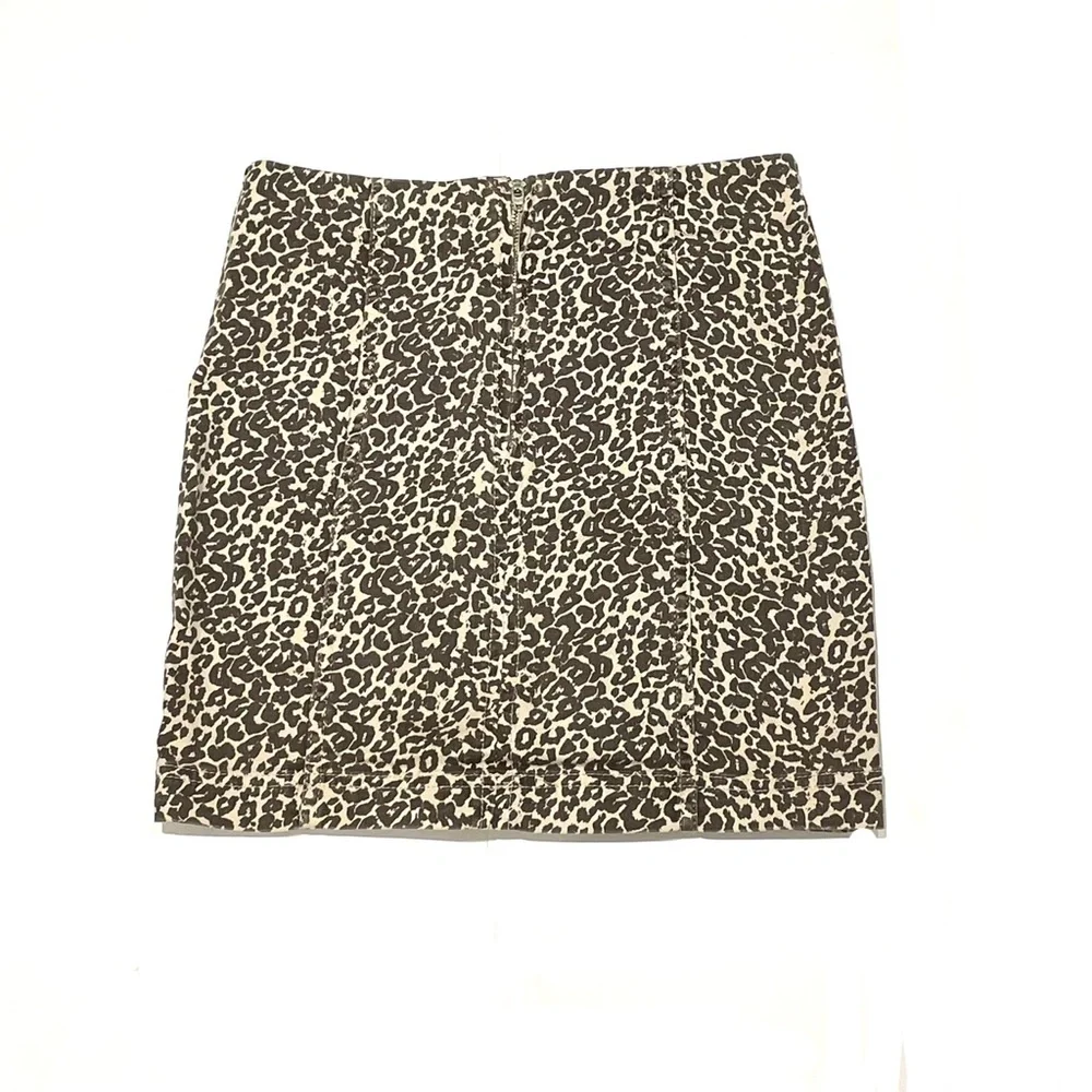 Free People Modern Femme Cheetah Denim Mini Skirt